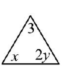 已知三角形标签为3、x、2y